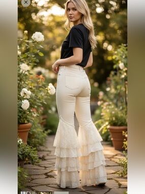 Oli & Hali stretches flare with lace ruffles layers of flare